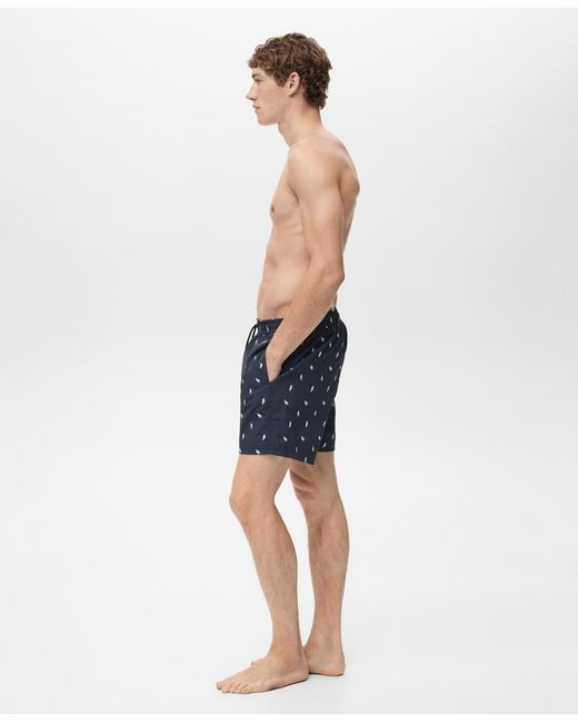 Mango Blue Seashell Print Swimsuit for men