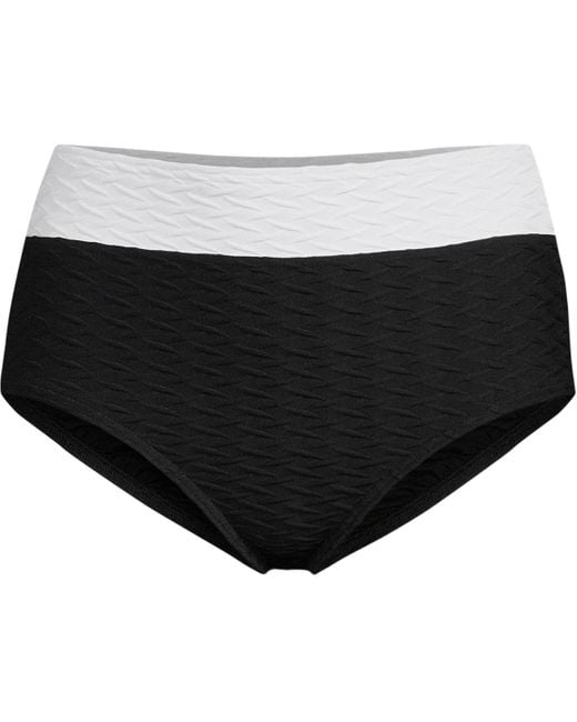 Lands' End Chlorine Resistant Texture High Waisted Bikini Swim Bottoms