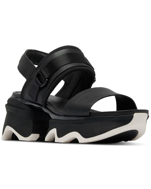 Sorel Black Kinetic Impact Slip-on Slingback Wedge Sandals