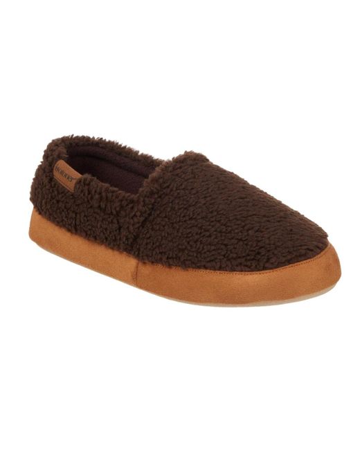 Isotoner Brown Berber Closed Back Slippers for men