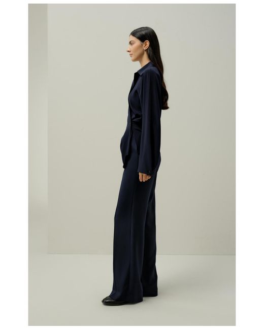 LILYSILK Blue Multipositional Silk Shirt