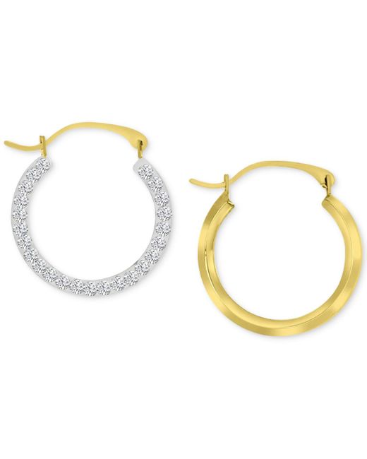 Macy's Metallic Crystal Pave Small Round Hoop Earrings