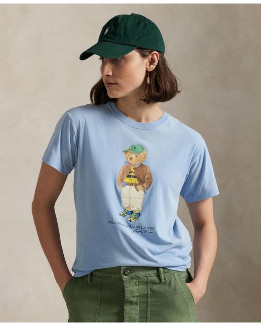 Polo Ralph Lauren Women's Blue Polo Bear Cotton Jersey Tee