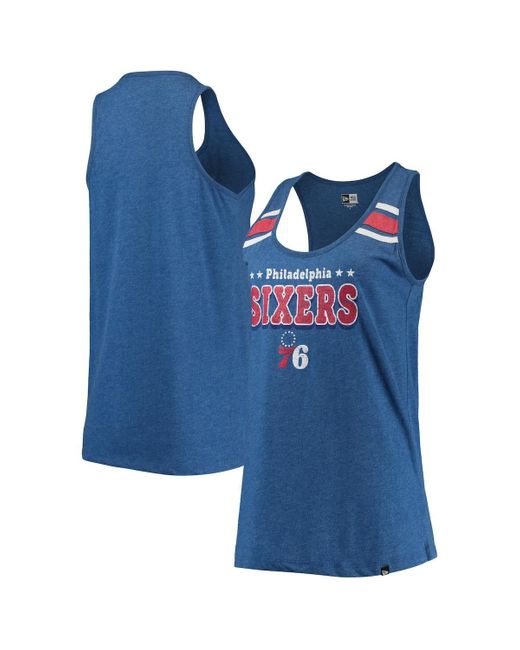 KTZ Blue Heather Royal Philadelphia 76ers Scoop-neck Racerback Tank Top