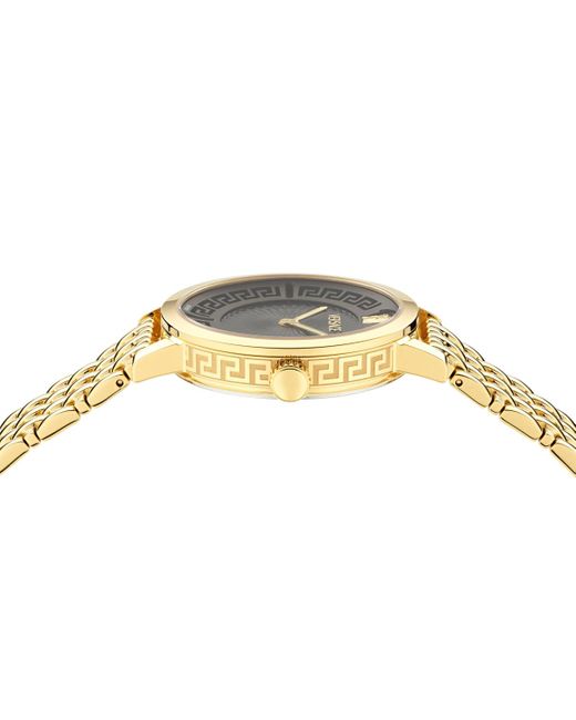 Versace Metallic Swiss Greca Fortuna Ion Plated Bracelet Watch 35mm