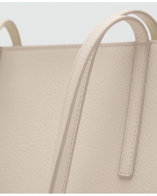 Mango White Double Handle Shopper Bag