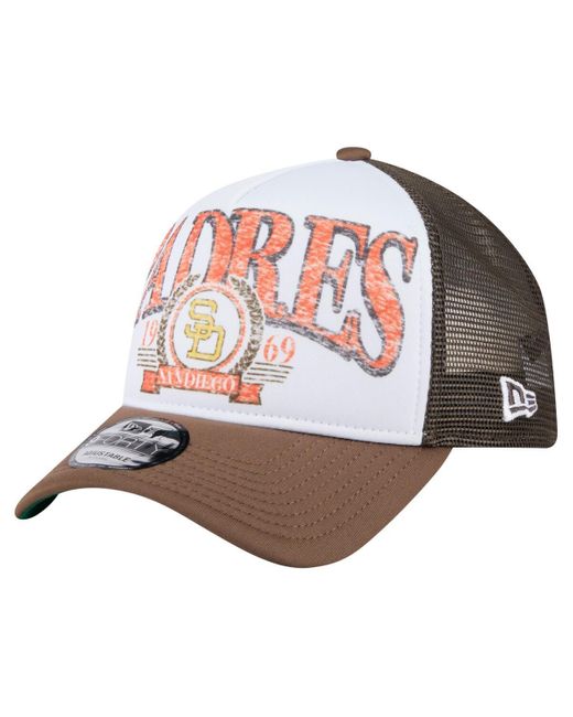 KTZ White San Diego Padres Distressed 9forty A-frame Adjustable Trucker Hat for men