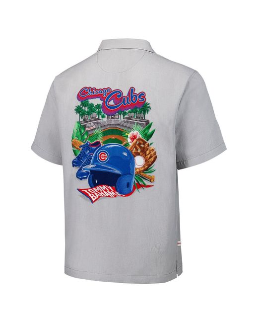Tommy Bahama Gray Chicago Cubs Hit And Run Silk Camp Button-up Shirt for men