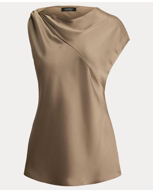 Ralph Lauren Natural Charmeuse Asymmetrical Blouse