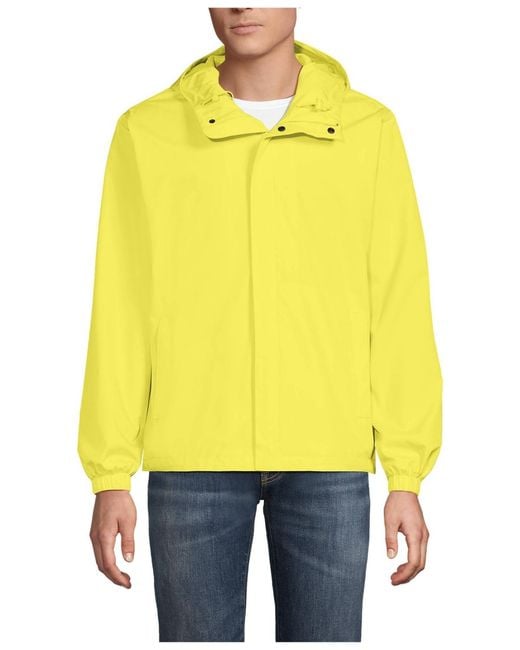 Lands' End Yellow Squall Waterproof Packable Rain Jacket for men