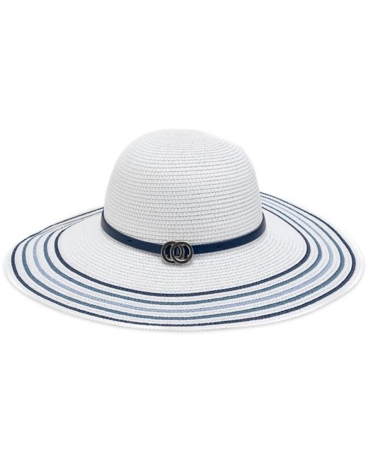 INC International Concepts White Striped Floppy Hat