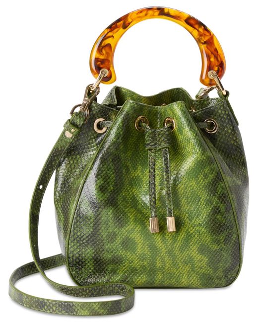 Brahmin Green Melinda Cassatt Medium Leather Bucket Bag