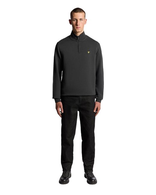 Lyle & Scott Black Loopback Quarter Zip Sweat for men