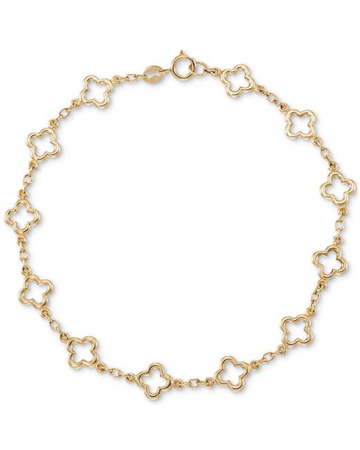 Macy's Metallic Polished Openwork Clover Link Chain Bracelet