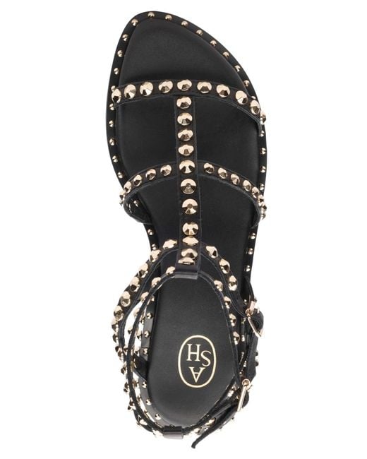 Ash Black Precious Round Toe Flat Sandals