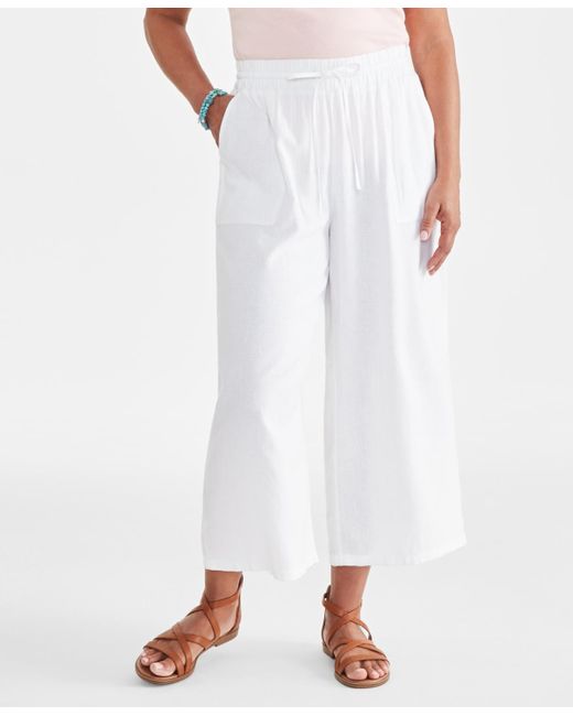 Style & Co. White Cropped Drawstring Pants