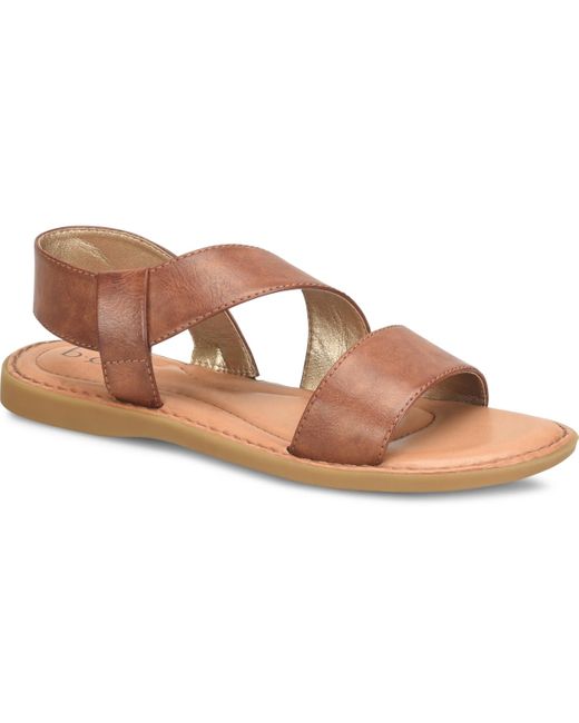 b.ø.c. Brown Kacee Criss Cross Flat Comfort Sandals
