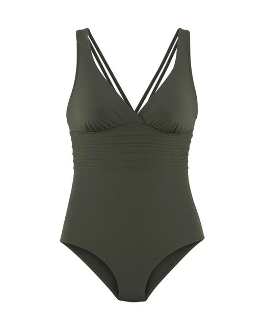 Lascana Green Strappy Tummy Control One Piece Swimsuit