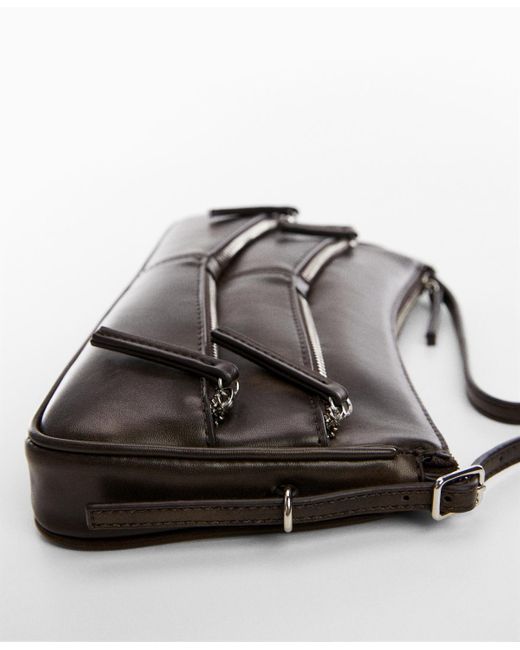 Mango Black Zip-detail Shoulder Bag