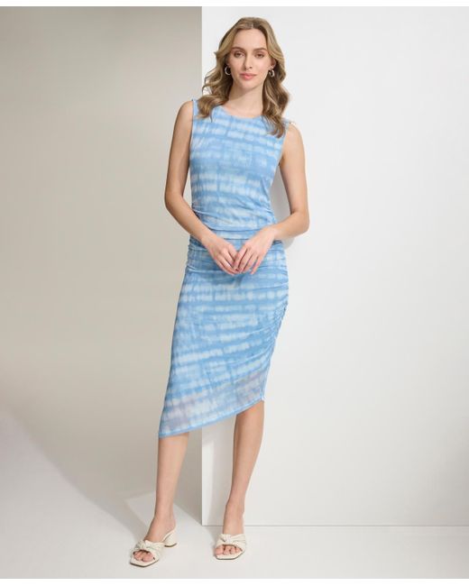 Calvin Klein Blue Sleeveless Tie Dye Dress