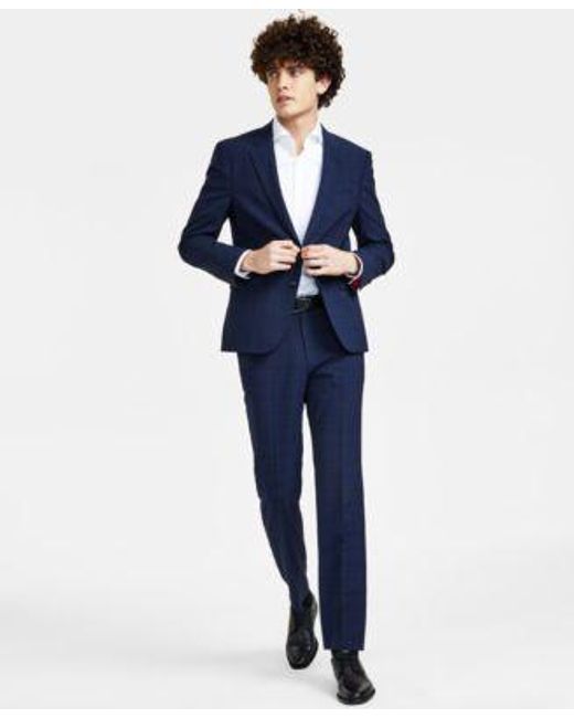 Boss Blue Hugo By Modern Fit Wool Suit for men