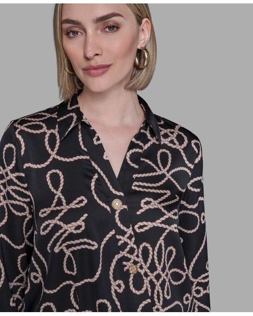 Karl Lagerfeld Multicolor Printed Crossover Blouse