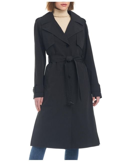 Kate Spade Blue New York Maxi Belted Water-resistant Trench Coat