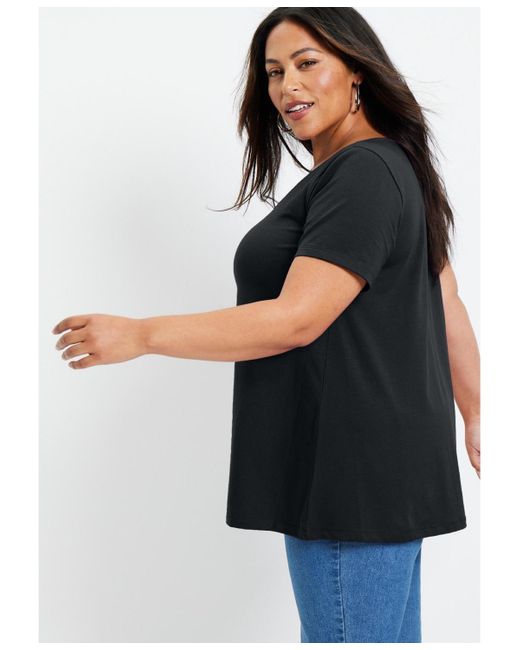 June + Vie Black June + Vie Plus Size Short-sleeve Swing One + Only Tee