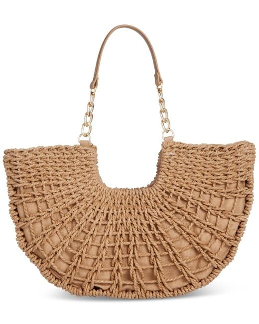 INC International Concepts Natural Ivah Extra-large Woven Straw Chain Tote