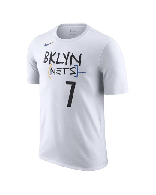 Nike White Kevin Durant Brooklyn Nets 2022/23 City Edition Name Number T-shirt for men