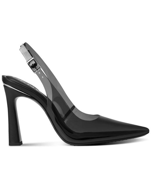 DKNY Black Cinette Vinyl Slingback Heels