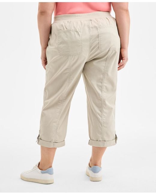 Style & Co. Pink Plus Size D-ring Cuffed Capri Pants
