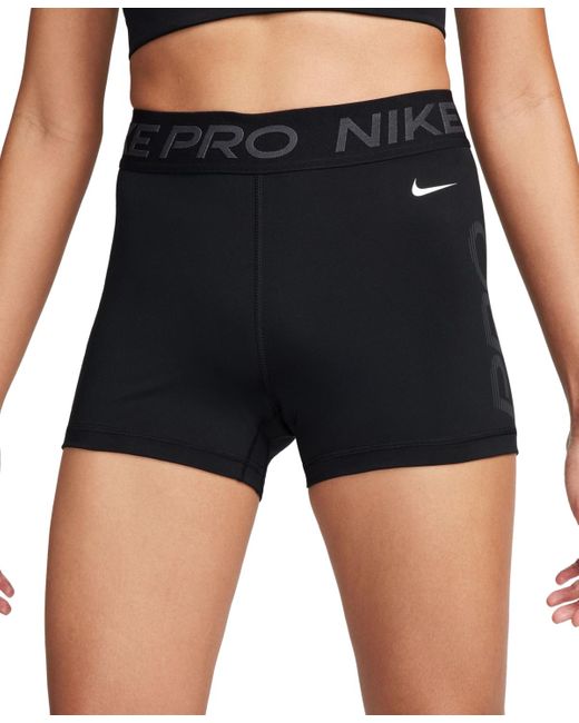 Nike Black Pro Mid-rise Elastic-waist Graphic Shorts