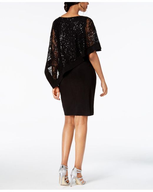 r & m richards sequined cape sheath dress