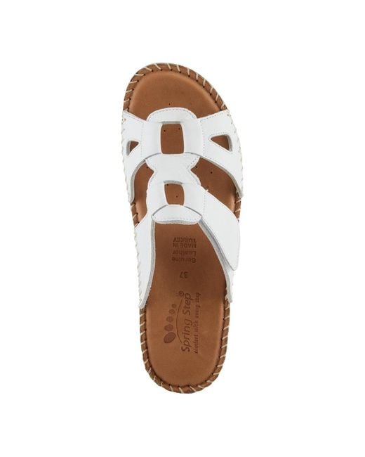 Spring Step White Montera Leather Slide