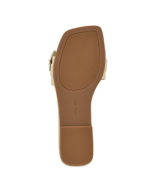 Nine West White Missj Buckle Slip-on Flat Sandals