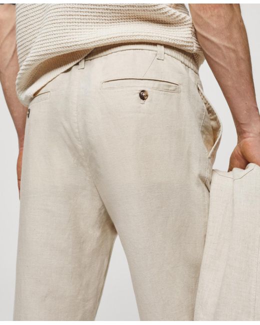 Mango Natural Slim-fit Drawstring Pants for men