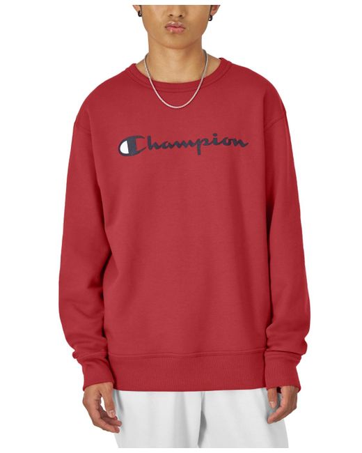 Champion Red Powerblend Fleece Logo Sweatshirt for men