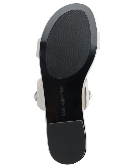 Karl Lagerfeld White Paris Canne Double Band Flat Sandal With Chain Logo Design Heeled