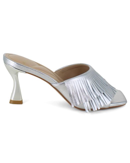 Kenneth Cole White Darby Fringe Slip On Dress Sandals