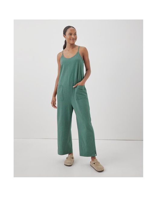 Pact Green Cotton Cool Stretch Lounge Jumpsuit