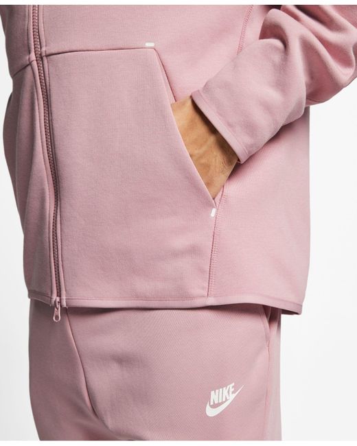 Nike Sportswear Cotton blend Tech fleece Zip up Hoodie in Pink for Men Lyst