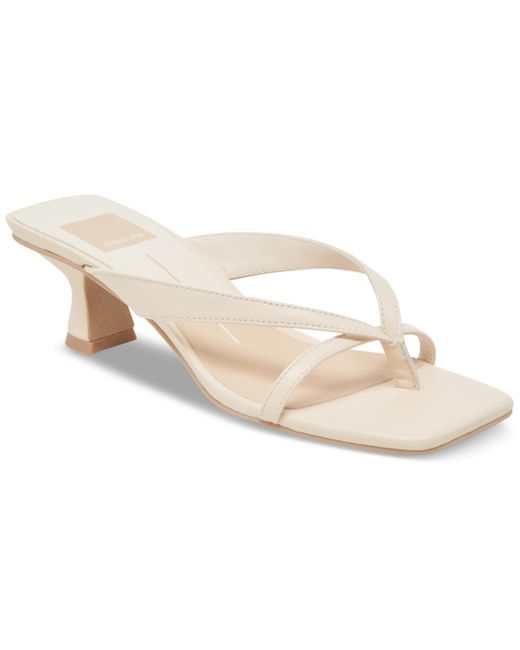 Dolce Vita White Brevel Thong Low Block Heel Dress Sandals
