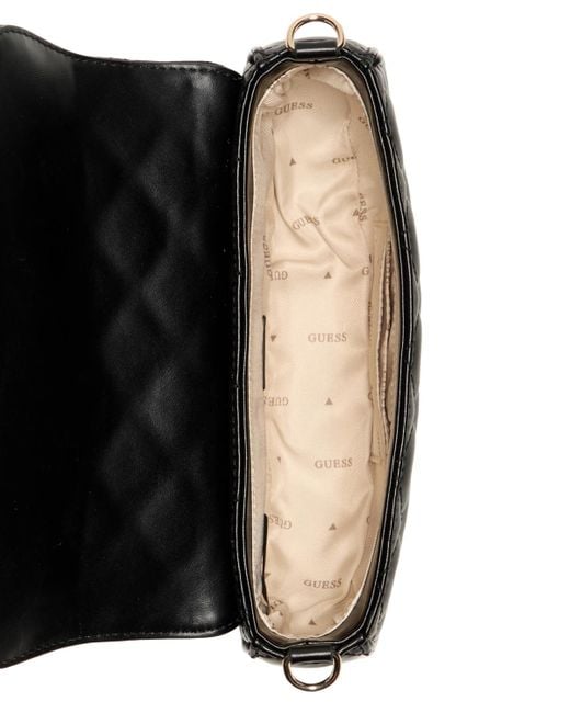 Guess Black Tinsley Small Quilted Flap Shoulder Bag