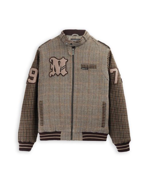 Members Only Brown Tweed Varsity Jacket for men