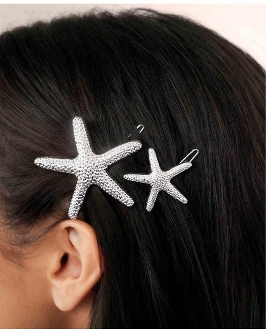 Ettika White Starfish Barrette Set