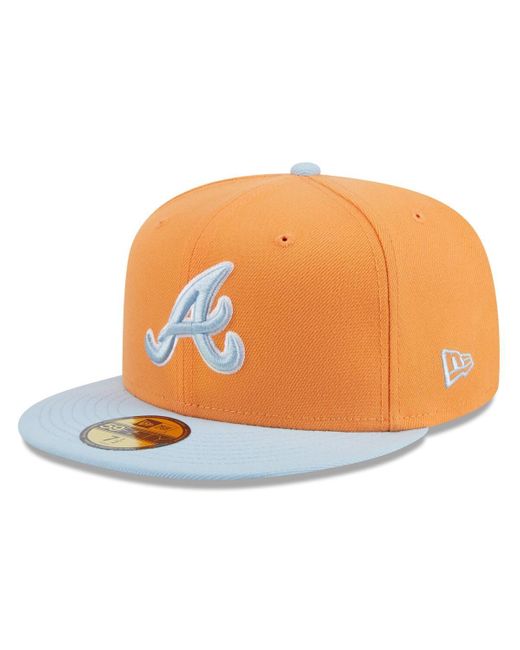 KTZ Orange/light Blue Atlanta Braves Spring Color Basic Two-tone 59fifty Fitted Hat for men