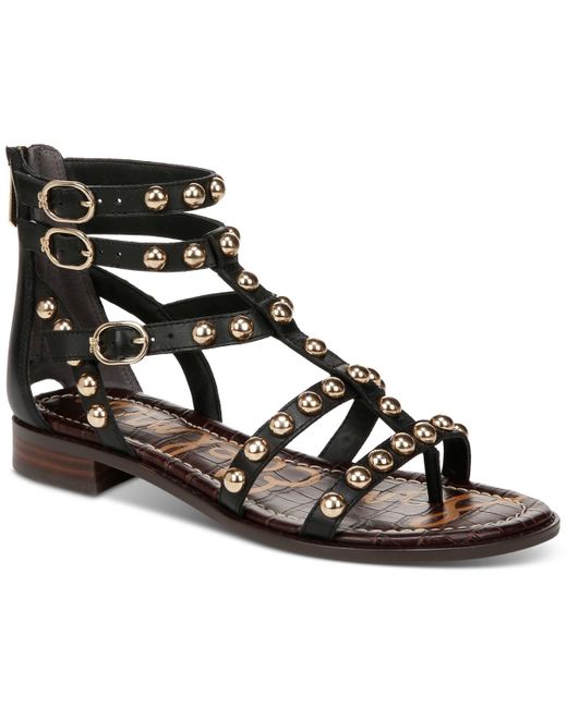 Sam Edelman Estella Studded Flat Gladiator Sandals in Black | Lyst