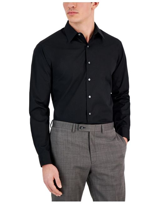 Club Room Black Regular-fit Solid Dress Shirt for men