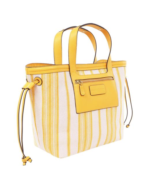 Tommy Bahama Yellow Canvas Stripe Large Tote